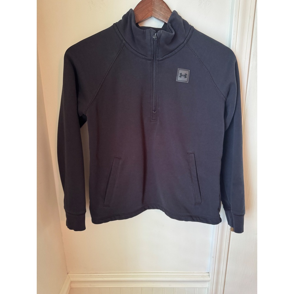 Under Armour Boys Black Quarter Zip Pullover Sweatshirt Athleticโ Jacket Logo